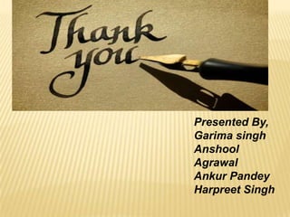 Presented By,
Garima singh
Anshool
Agrawal
Ankur Pandey
Harpreet Singh

 