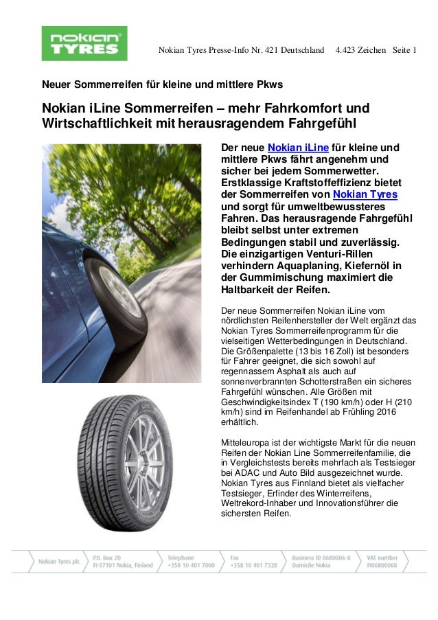 Nokian Iline Sommerreifen Mehr Fahrkomfort Und Effizienz