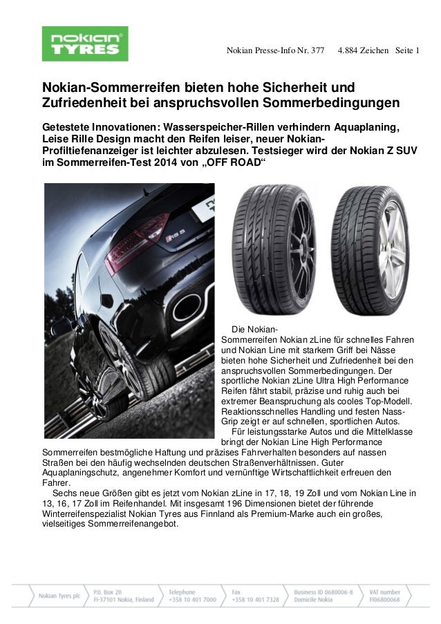 Nokian Sommerreifen Bieten Hohe Sicherheit Und Zufriedenheit Bei Ansp