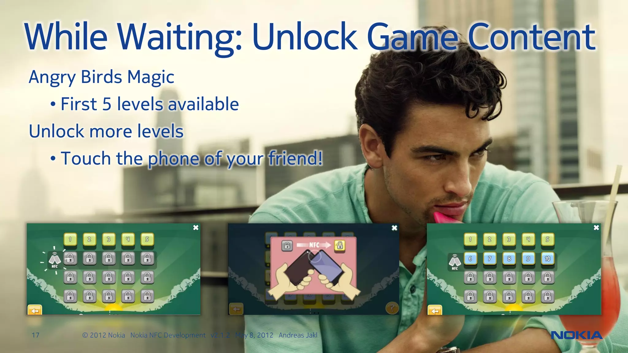 Importing the Example
• From Qt Creator’s Getting
 Started screen
     – Search for Corkboards example
     – Or open:
      C:QtSDKExamples4.7declarative
      toyscorkboardscorkboards.pro




17      © 2012 Nokia Nokia NFC Development with Qt v2.2.0 November 5, 2012 Andreas Jakl
 
