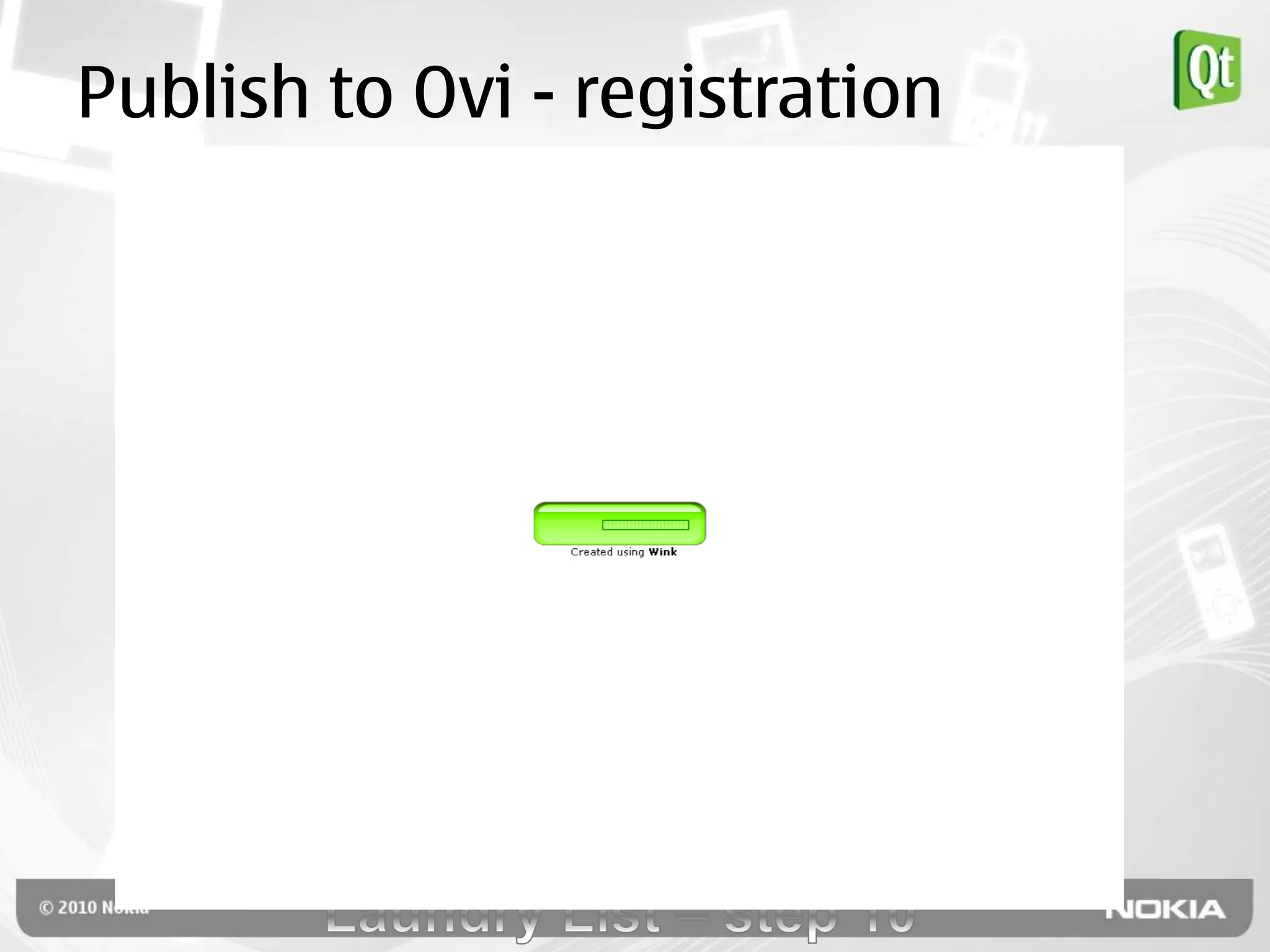 Publish to Ovi - registration
 