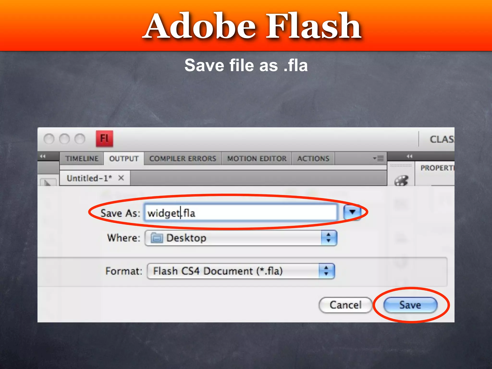 Adobe Flash
  Testing
  Save file as .fla
 