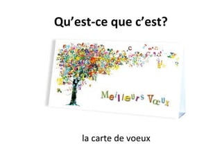 Qu’est-ce que c’est?
la carte de voeux
 