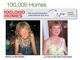 100,000 Homes




Donna, on the streets ...   ... on now on her apt’s coop board.
 