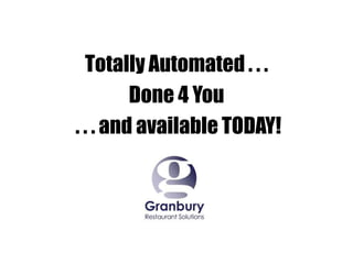 Totally Automated . . .
Done 4 You
. . . and available TODAY!
 
