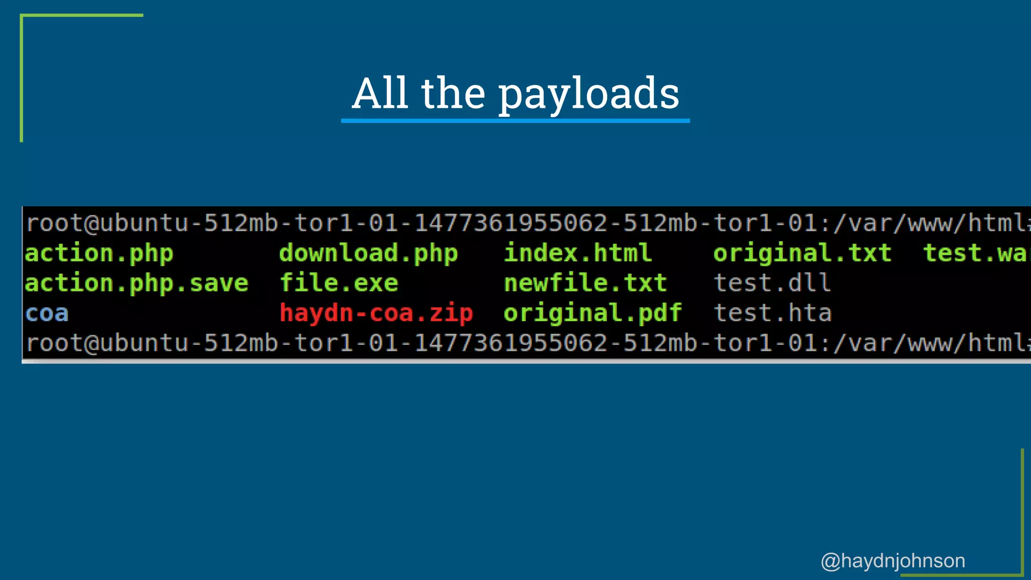 @haydnjohnson
All the payloads
 