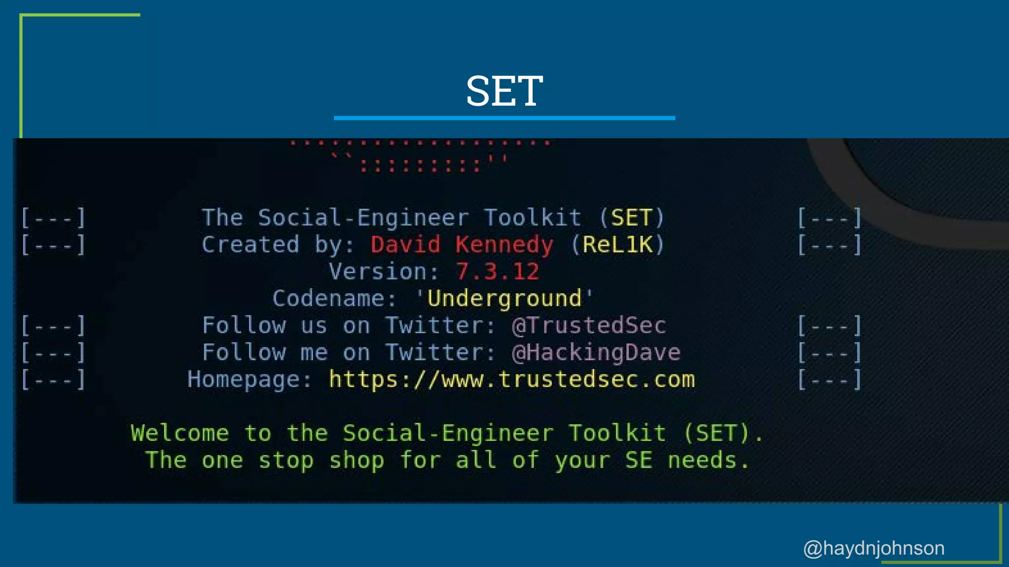 @haydnjohnson
SET
Installed in Kali by default!
 