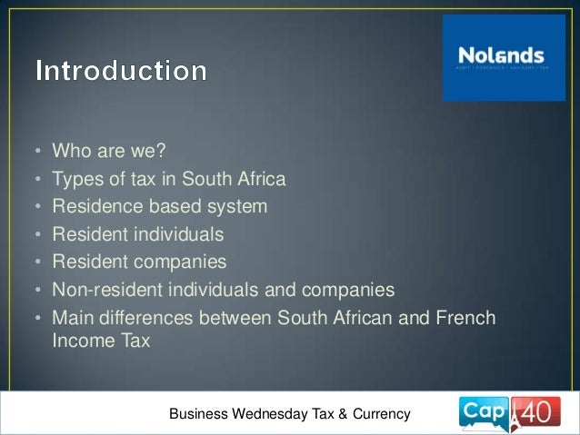 on tax income exemptions based SA event: Cap40 Nolands to presentation introduction