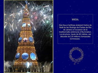 BRÉSIL Des feux d’artifices éclairent l'arbre de Noël du lac Rodrigo de Freitas de Rio de Janeiro à l’occasion de la traditionnelle cérémonie d’illumination. La structure, haute de 82 mètres, est décorée de 2,8 millions d’ampoules lumineuses.  