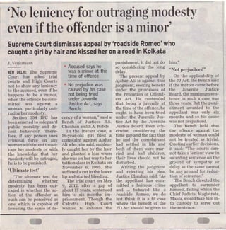No leniency for outraging modesty even if the offerender is a minor