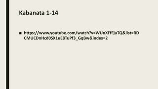 Kabanata 1-14
■ https://www.youtube.com/watch?v=WUnXFfFjuTQ&list=RD
CMUCDnHcd0SX1uE8TuPf3_GqBw&index=2
 