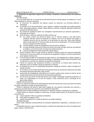 Martes 2 de febrero de 1999 DIARIO OFICIAL (Primera Sección) 7
11. Requisitos de seguridad e higiene para el manejo, trans...