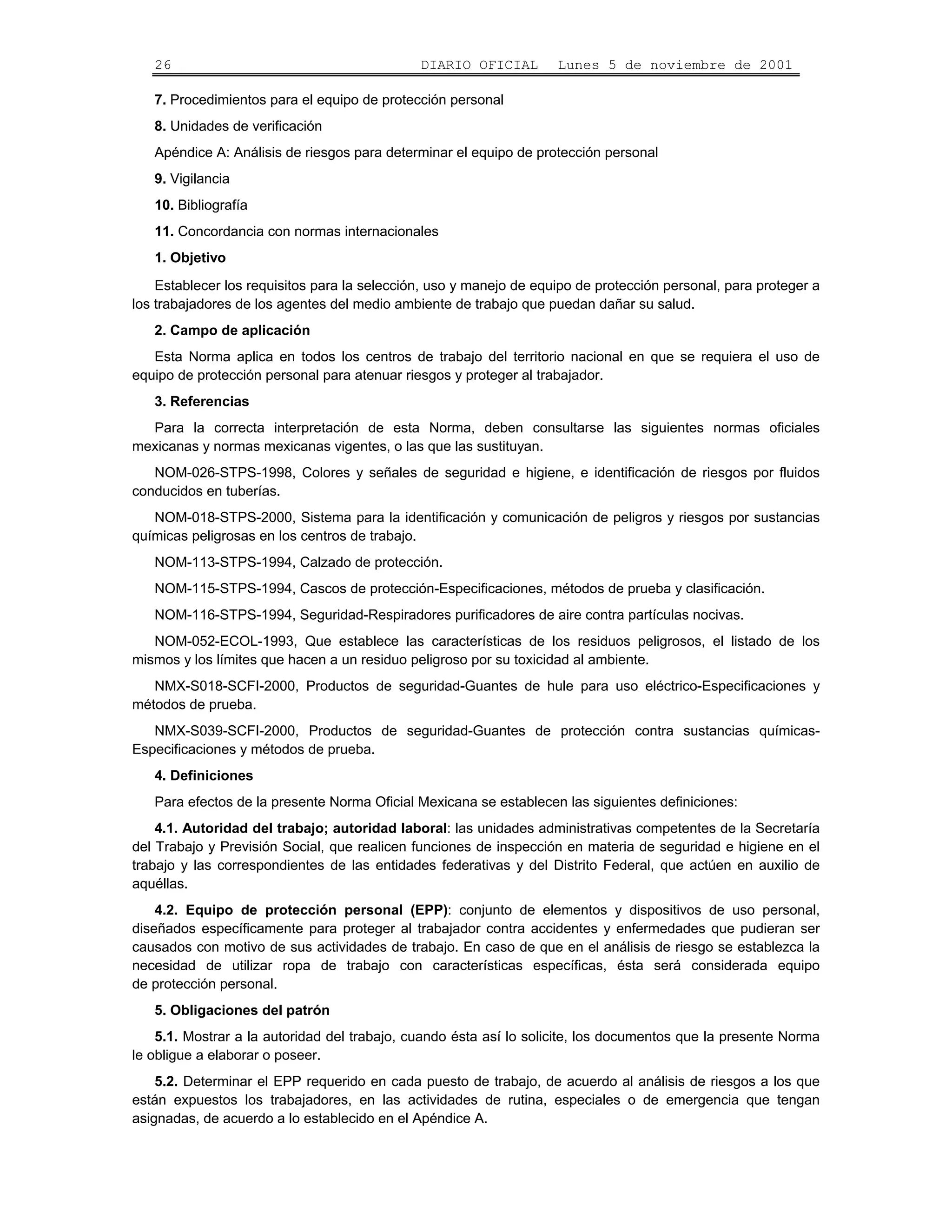 Nom 017-stps-2001 | PDF