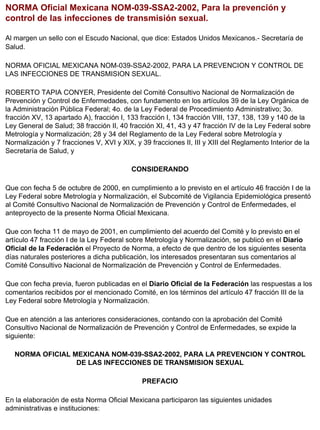 Nom 039-ssa-2002, para la prev y control de las enf de trans sexual | PDF