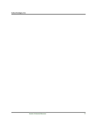 Cultura Ecológica, A.C.




                          Gestión Ambiental Mexicana   11
 