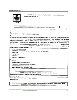 Cultura Ecológica, A.C.




                          Gestión Ambiental Mexicana   12
 