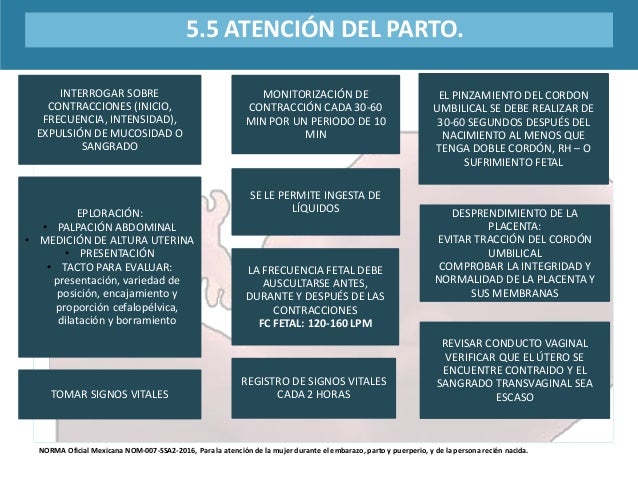 NORMA Oficial Mexicana NOM-007-SSA2-2016, Para la atención NORMA Oficial Mexicana NOM-007-SSA2-2016, Para la atención