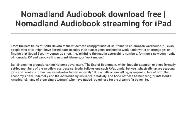 Nomadland Audiobook download free | Nomadland Audiobook ...