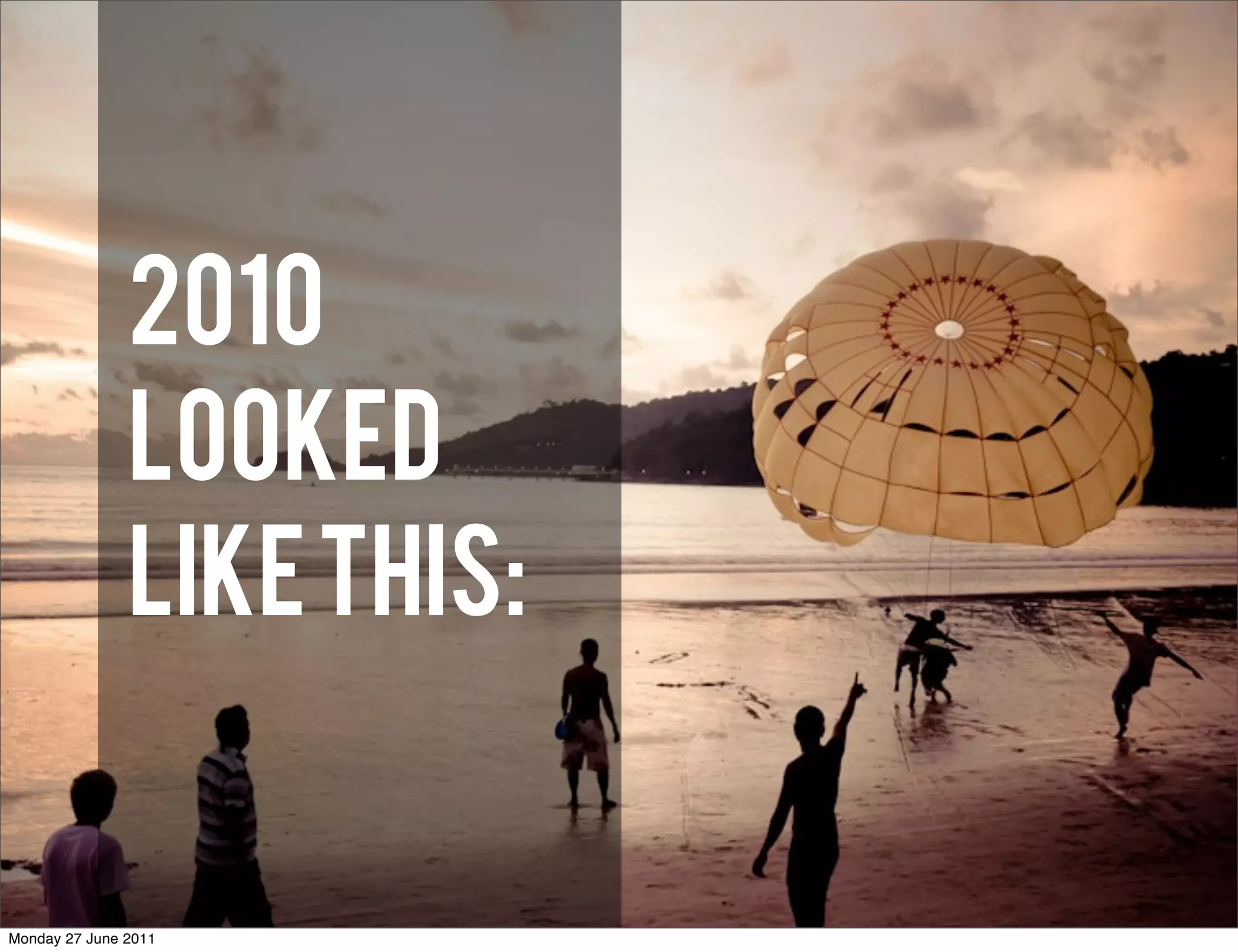 2010
               LOOKED
               like this:


Monday 27 June 2011
 