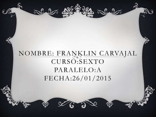 NOMBRE: FRANKLIN CARVAJAL
CURSO:SEXTO
PARALELO:A
FECHA:26/01/2015
 