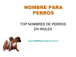 NOMBRE PARA PERROS TOP NOMBRES DE PERROS EN INGLES www.NOMBREparaperros.com.ar 