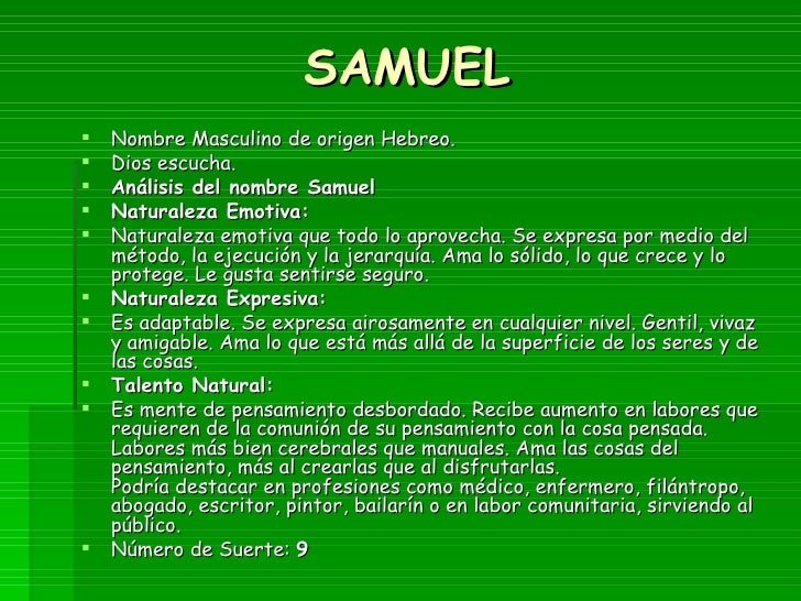O Que Significa O Nome Samuel Na Bíblia
