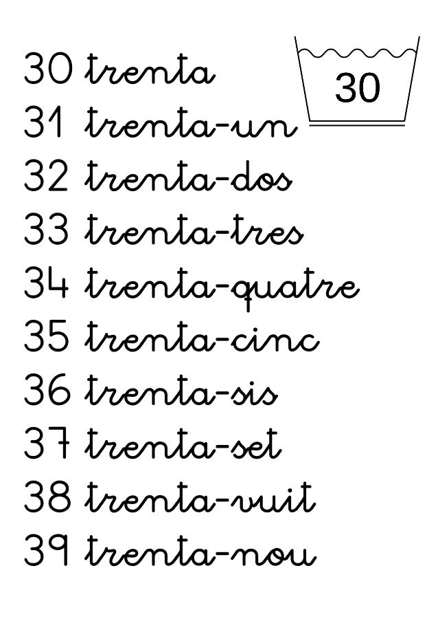 30
31
32
33
34
35
36
37
38
39
trenta
trenta-un
trenta-dos
trenta-tres
trenta-quatre
trenta-cinc
trenta-sis...