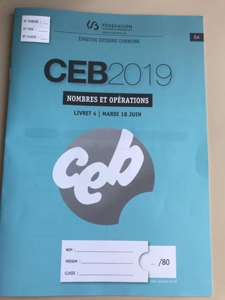 Nombres et Opérations : épreuve du CEB 2019