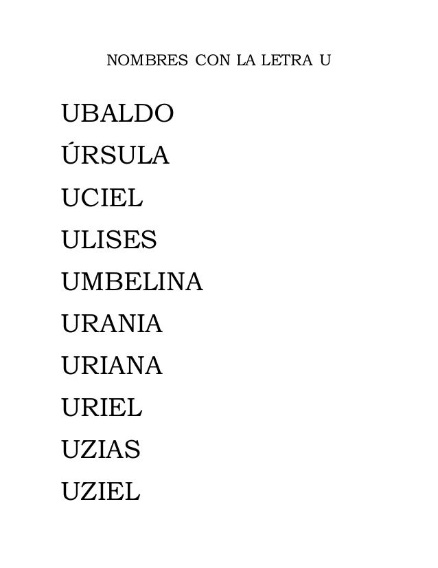Nombres con la letra u Nombres con la letra u