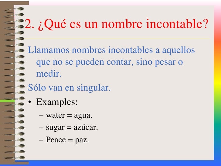 Nombres contables e incontables