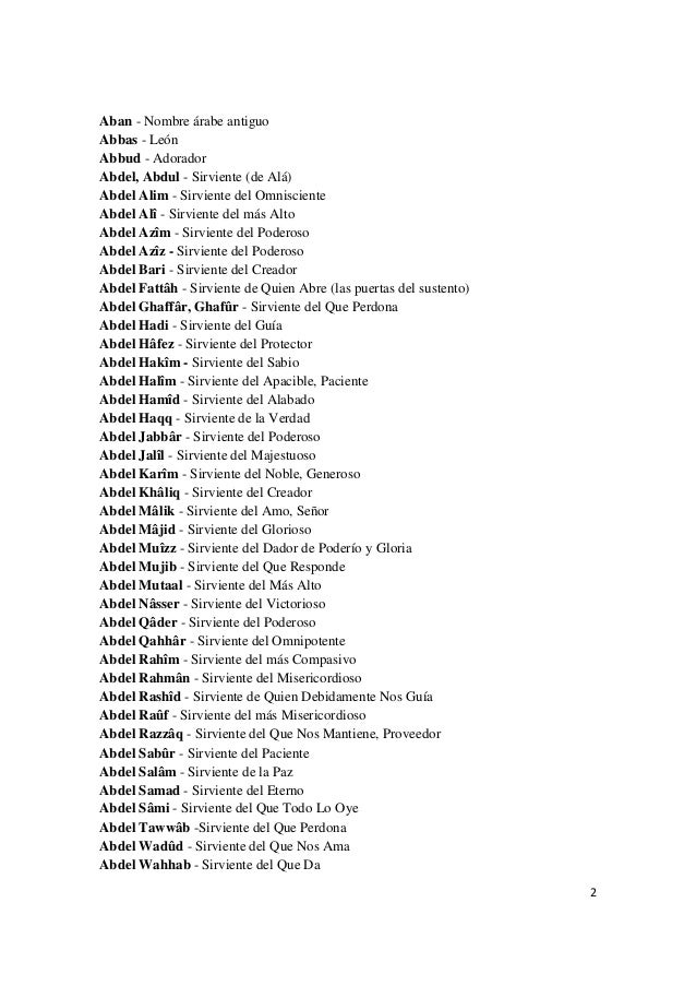 Nombres Arabes De Chico