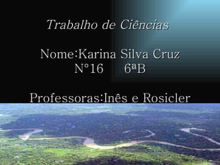 Trabalho de Ciências   Nome:Karina Silva Cruz  N°16  6ªB  Professoras:Inês e Rosicler 