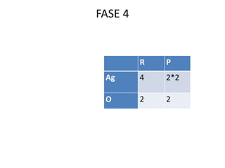 FASE 4
R P
Ag 4 2*2
O 2 2
 