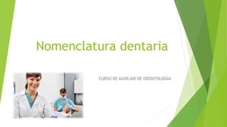 Nomenclatura dentaria
CURSO DE AUXILIAR DE ODONTOLOGIA
 