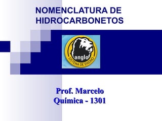 NOMENCLATURA DE
HIDROCARBONETOS
Prof. MarceloProf. Marcelo
Química - 1301Química - 1301
 