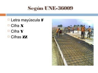Según UNE-36009
   Letra mayúscula F
   Cifra X
   Cifra Y
   Cifras ZZ
 