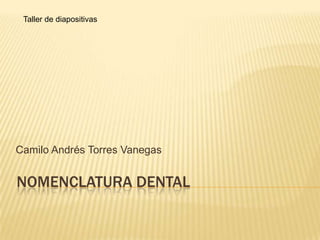NOMENCLATURA DENTAL
Camilo Andrés Torres Vanegas
Taller de diapositivas
 