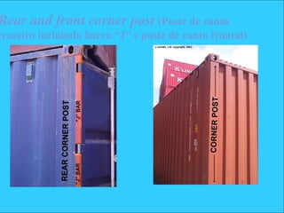 Rear and front corner post (Poste de canto
traseiro incluindo barra “J” e poste de canto frontal)
 