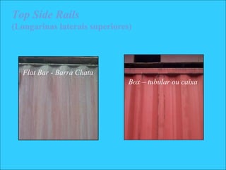 Top Side Rails
(Longarinas laterais superiores)
Box – tubular ou caixa
Flat Bar - Barra Chata
 