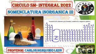 NOMENCLATURA INORGANICA III
CIRCULO SM- INTEGRAL 2022
PROFESOR: CARLOS HERQUINIO LEON
 
