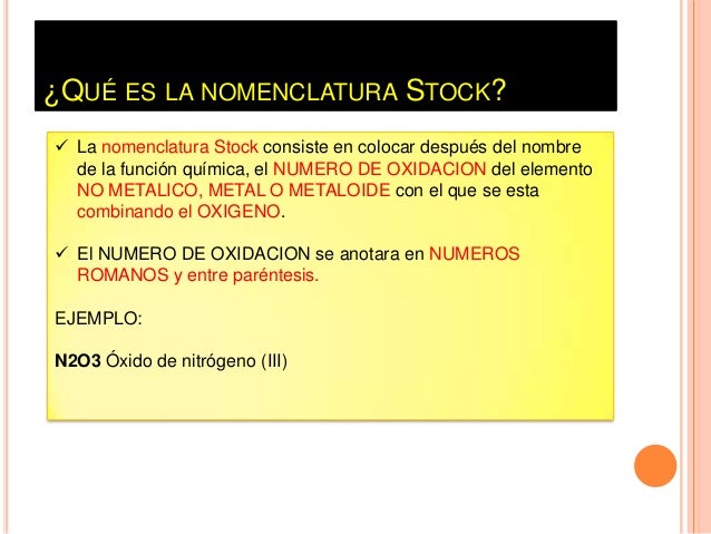 Nomenclatura stock.
