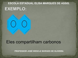 Eles compartilham carbonos PROFESSOR JOSÉ WESCLE BORGES DE OLIVEIRA ESCOLA ESTADUAL ELISA MARQUES DE ASSIS. 