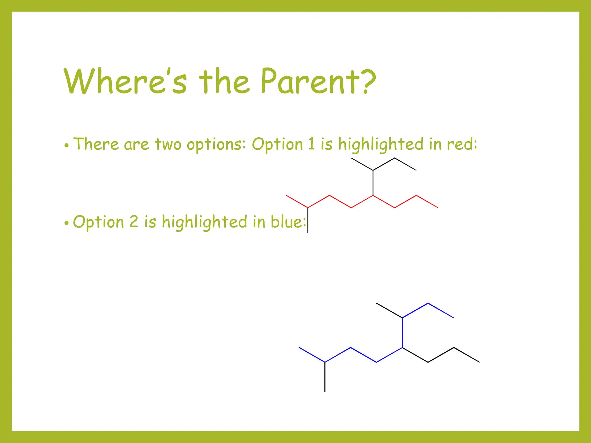 Where’s the Parent?
• There are two options: Option 1 is highlighted in red:
• Option 2 is highlighted in blue:
 