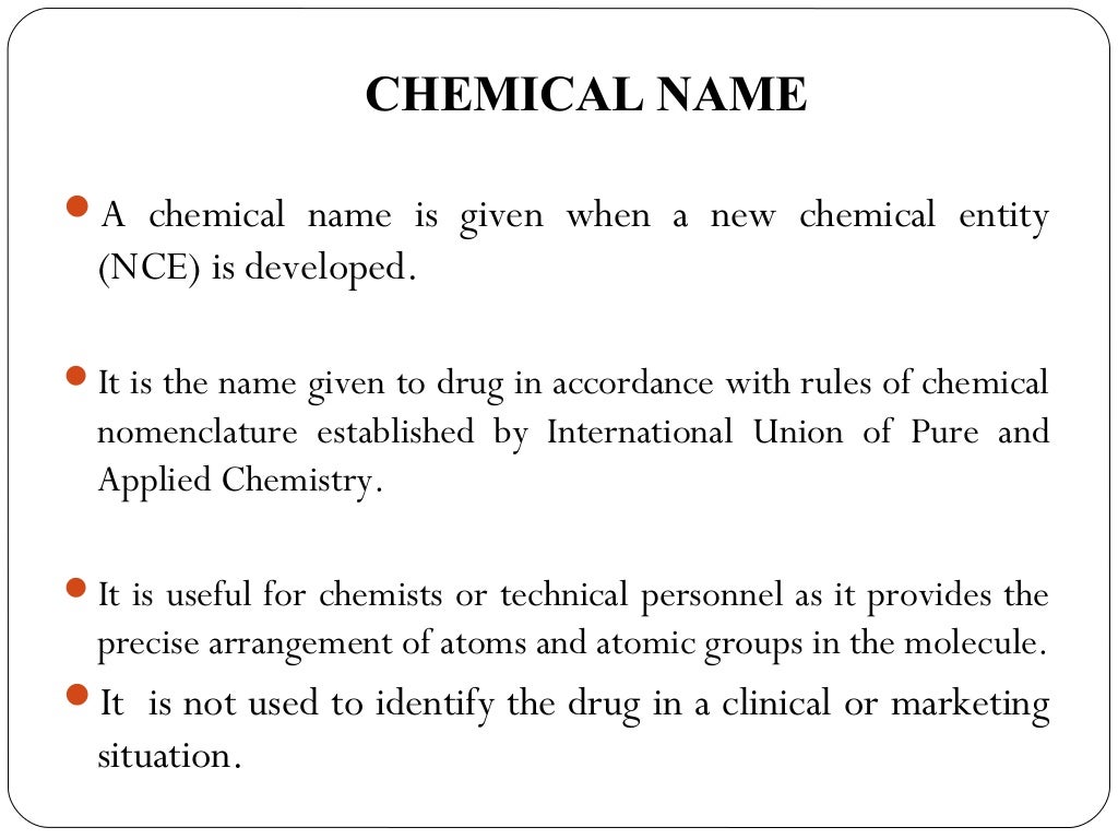 Nomenclature and classification of drugs