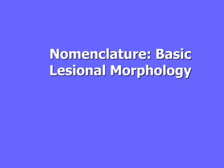 Nomenclature: Basic
Lesional Morphology
 