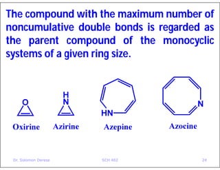 Nomenclature of heterocyclic compounds | PDF