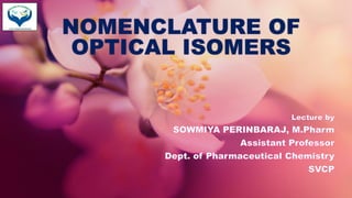 NOMENCLATURE OF
OPTICAL ISOMERS
 