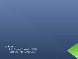 Autores:
Xulia Marqués Valea (SXPL)
Vicente Feijóo Ares (RAG)

 