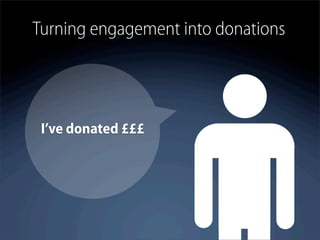 Turning engagement into donations




 I’ve donated £££
 