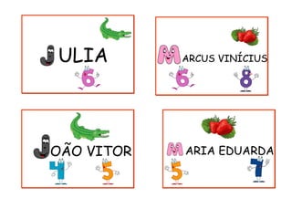 ULIAULIA ARCUS VINÍCIUSARCUS VINÍCIUS
OÃO VITOROÃO VITOR ARIA EDUARDAARIA EDUARDA